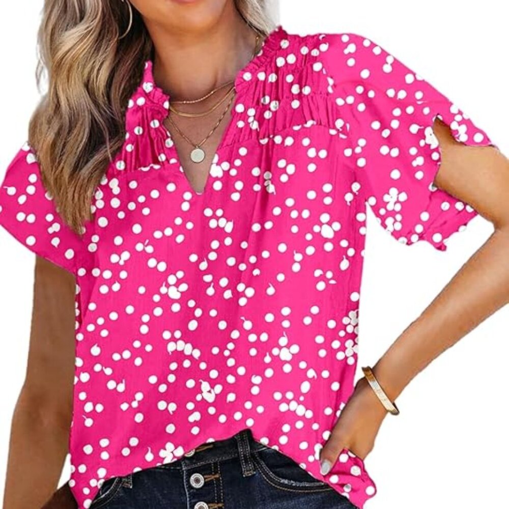Dokotoo Women's Casual Short Sleeve Chiffon Blouse